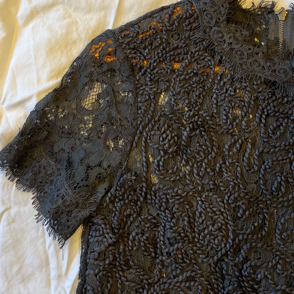 Zara Black Lace Short-Sleeve Blouse - Picture 3 of 6